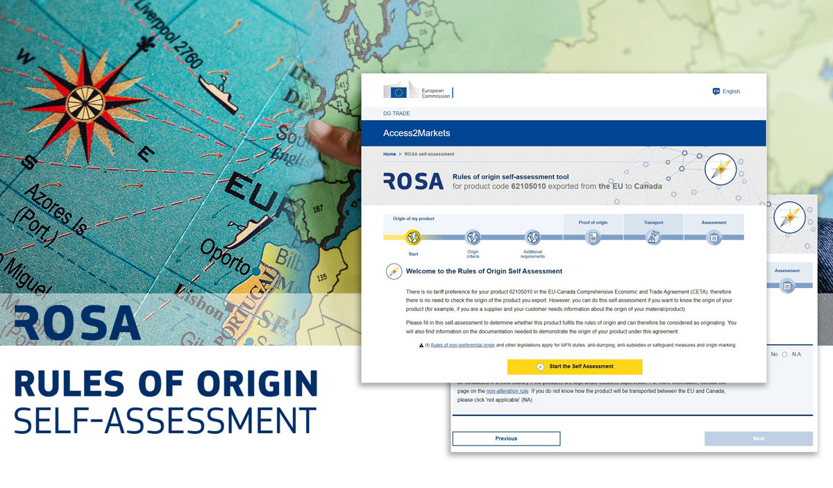 Jak používat nástroj sebehodnocení pravidel původu (ROSA)